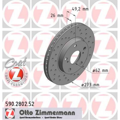 Гальмівний диск ZIMMERMANN 590.2802.52