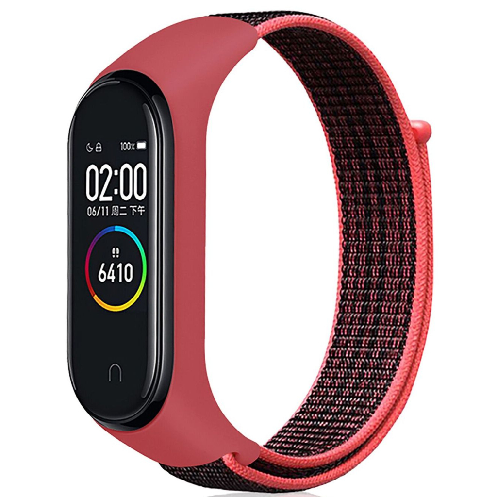 Ремінець до фітнес браслета BeCover Nylon Style для Xiaomi Mi Smart Band 5/6 Black-Red (705416)