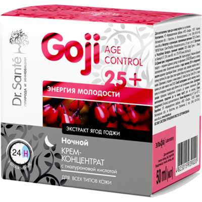 Крем для обличчя Dr. Sante Goji Age Control 25+ Нічний з гіалуроновою кислотою 50 мл (4823015939037)