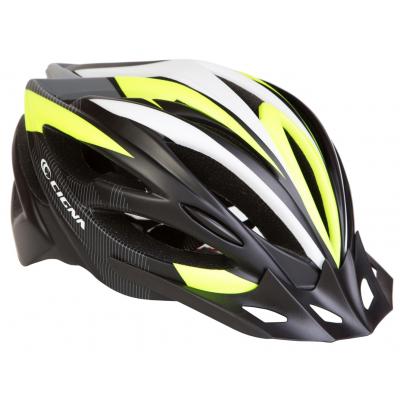 Шолом Velotrade с козырьком СIGNA WT-068 черно-бело-салатовый М (54-57см) (HEAD-015)