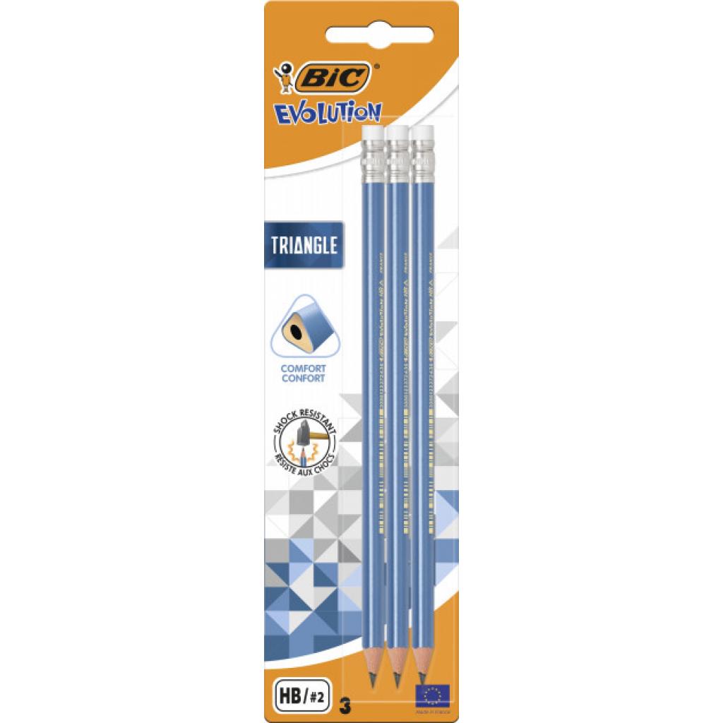 Олівець графітний Bic Evolution Triangle HB з гумкою 3 шт (bc964848)