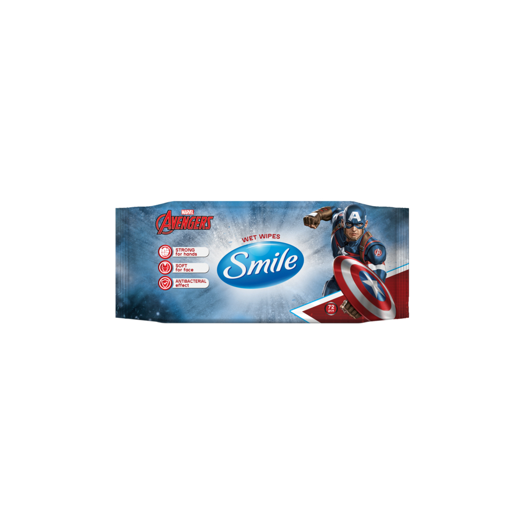 Дитячі вологі серветки Smile baby Marvel Antibacterial 72 шт (4823071642254)