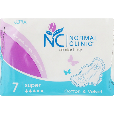 Гігієнічні прокладки Normal Clinic Ultra Cotton & Velvet Super 7 шт. (3800213302901)