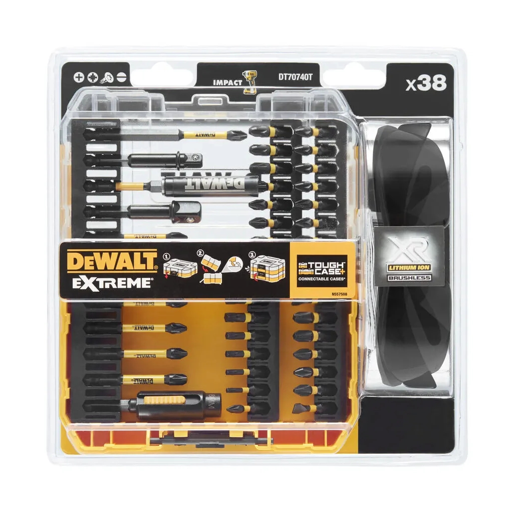 Набір біт DeWALT EXTREME FLEXTORQ,Phillips,Pozidriv,Torx,Slotted,Ph2,Pz3,38 шт, кейс (DT70740T)