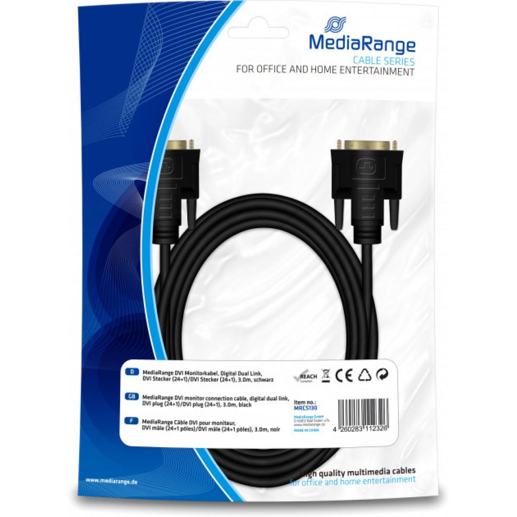 Кабель мультимедійний DVI to DVI 24+1pin, 3.0m Mediarange (MRCS130)