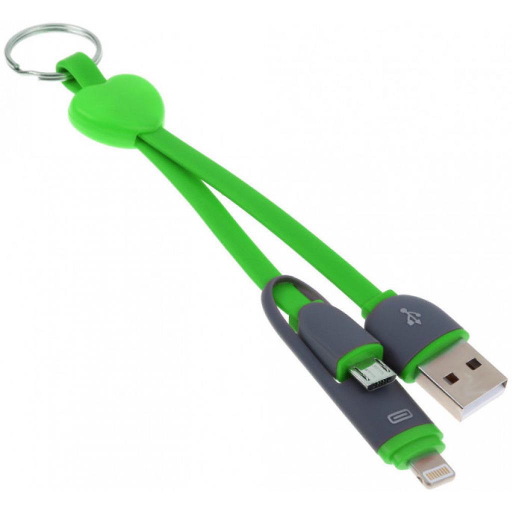 Дата кабель USB 2.0 AM to Lightning + Micro 5P 0.25m green XoKo (SC-201-GR)