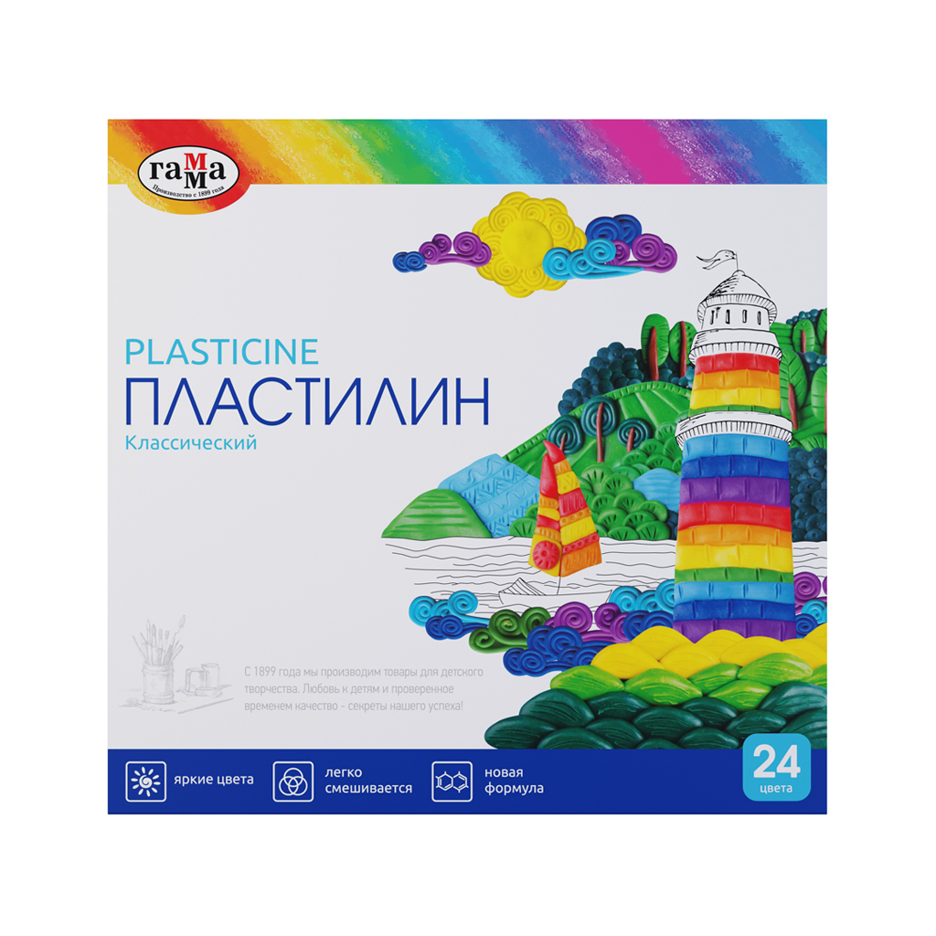 Пластилін Гамма Класичний + стек 24 кольорів 480 г (281036)