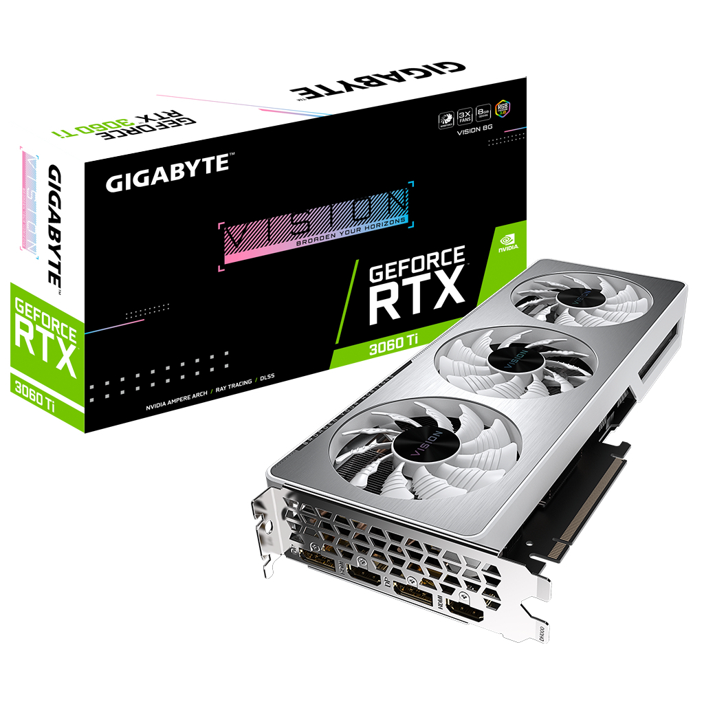 Відеокарта GIGABYTE GeForce RTX3060Ti 8Gb VISION LHR (GV-N306TVISION-8GD)