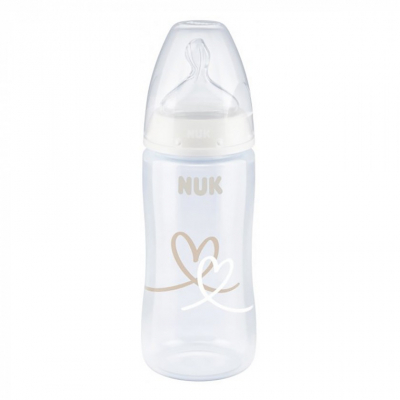 Пляшечка для годування Nuk First Choice Plus Серця 300 мл Бежева (3952398)