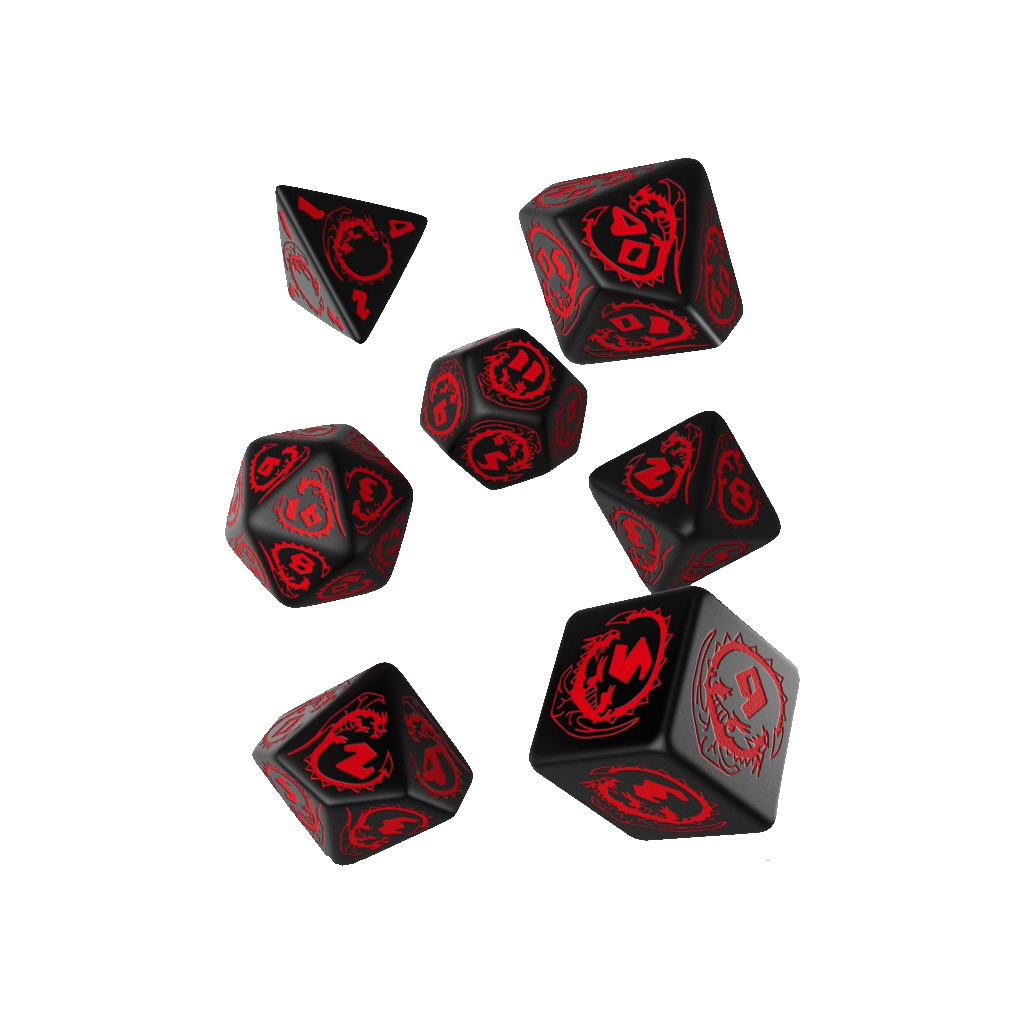 Набір кубиків для настільних ігор Q-Workshop Dragons Black red Dice Set (7 шт) (SDRA06)