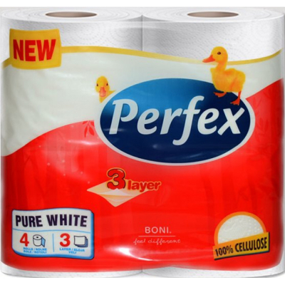 Туалетний папір Perfex Pure White 3 шари 4 рулони (8600101745477)