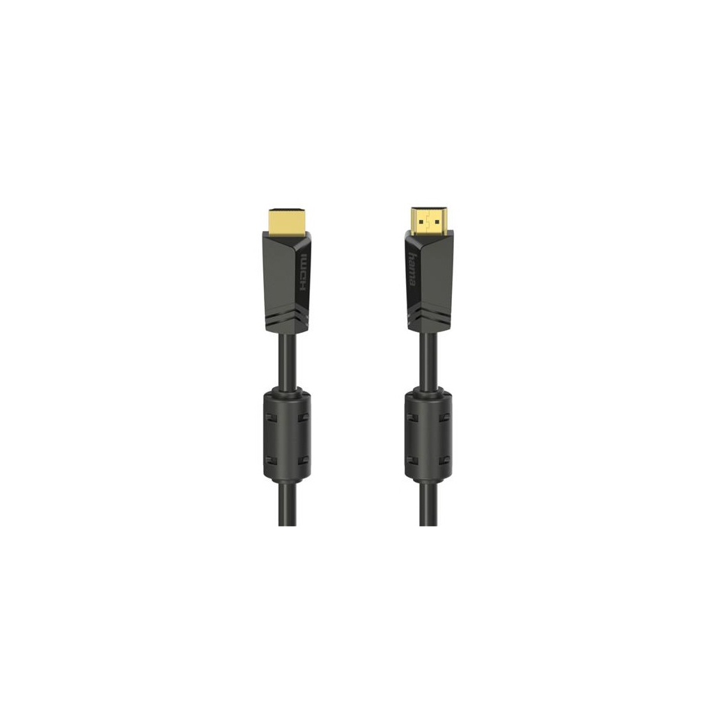 Кабель мультимедійний HDMI to HDMI 15.0m 4K Ethernet Gold Black Hama (00205010)