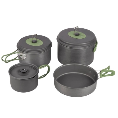 Набір туристичного посуду Bo-Camp Explorer 4 Pieces Hard Anodized Grey/Green (2200244)