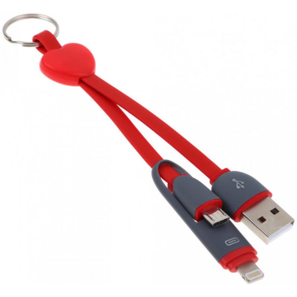 Дата кабель USB 2.0 AM to Lightning + Micro 5P 0.25m red XoKo (SC-201-RD)