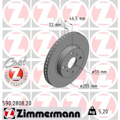 Гальмівний диск ZIMMERMANN 590.2808.20