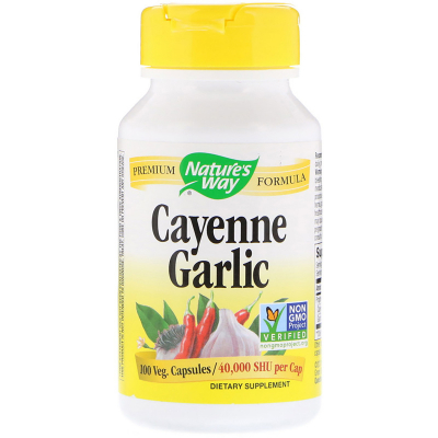 Трави Nature's Way Кайенский Перець і Часник, Cayenne Garlic, 100 капсул (NWY-00320)