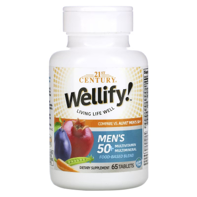 Мультивітамін 21st Century Мультивітаміни для Чоловіків 50+, Wellify, Men's 50+ Multivitamin Multimin (CEN-22452)