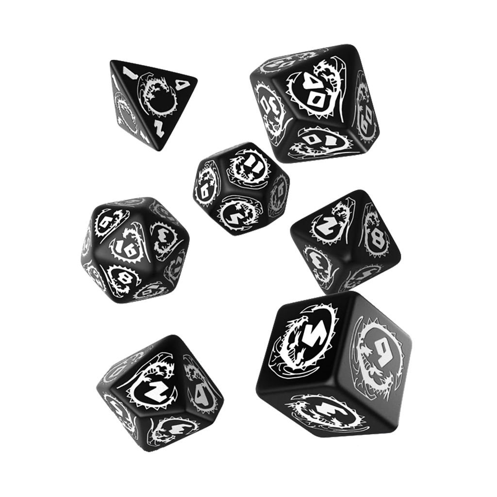 Набір кубиків для настільних ігор Q-Workshop Dragons Black white Dice Set (7 шт) (SDRA05)