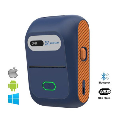 Принтер етикеток UKRMARK DP26BL bluetooth, USB, синій (900884)