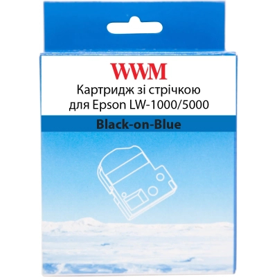 Стрічка для принтера етикеток WWM для Epson LW-1000/5000 36mm х 8m Black-on-Blue (WWM-SC36B)