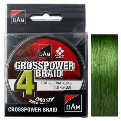 Шнур DAM CROSSPOWER 4-BRAID 110м 0,15мм 8,1кг/18Lb (green) (60073)