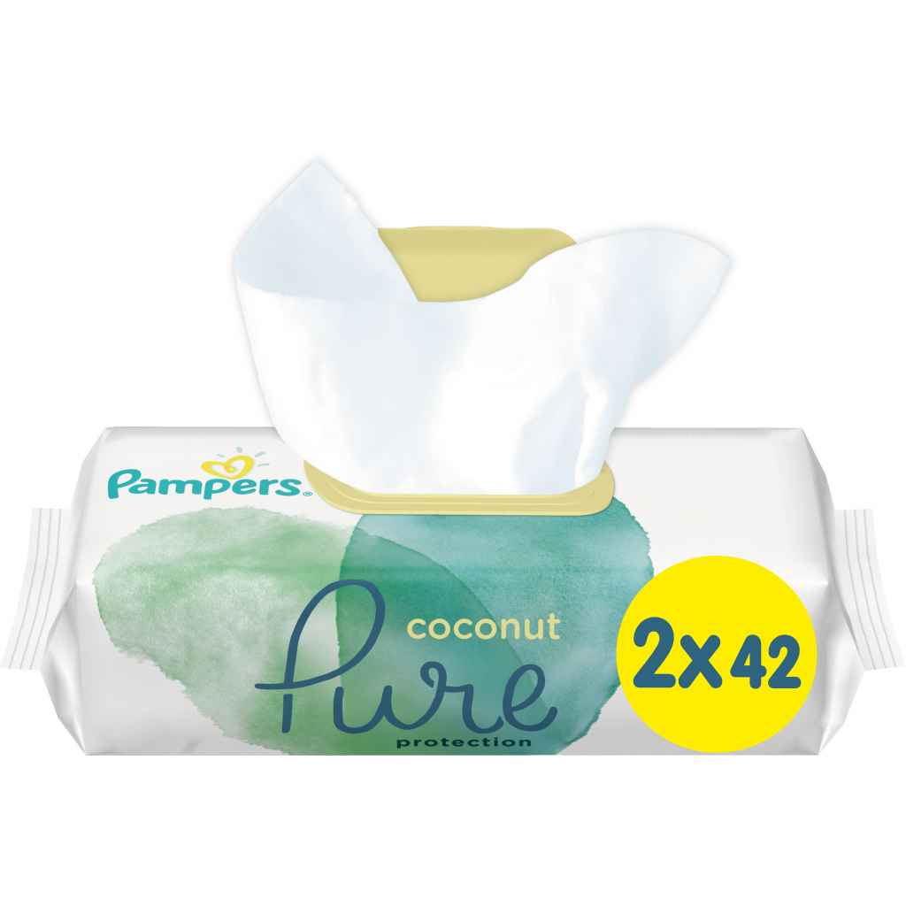 Дитячі вологі серветки Pampers Pure Coconut 84 шт (8001841708874)