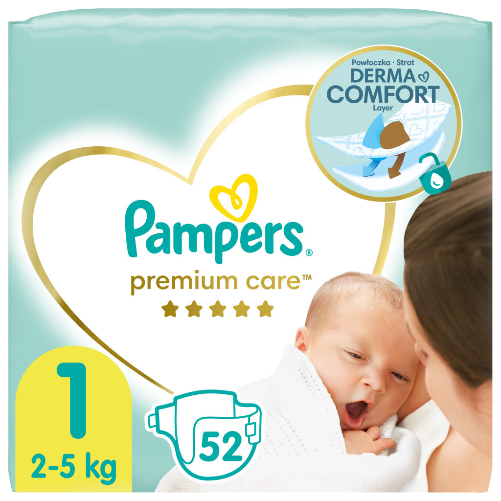 Підгузок Pampers Premium Care Newborn Розмір 1 (2-5 кг) 52 шт (8001841104751)