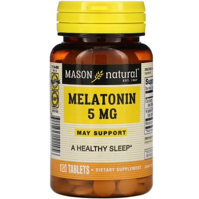 Амінокислота Mason Natural Мелатонін 5 мг, Melatonin, 120 таблеток (MAV11142)