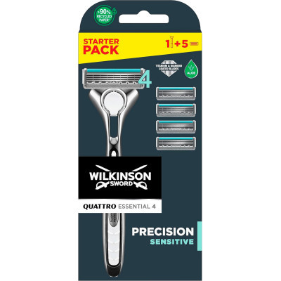 Бритва Wilkinson Sword Quattro Sensitive + 4 змінні картриджі (4027800299805)