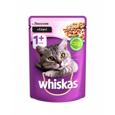 Вологий корм для кішок Whiskas з лососем в соусі 100 г (4770608239152)