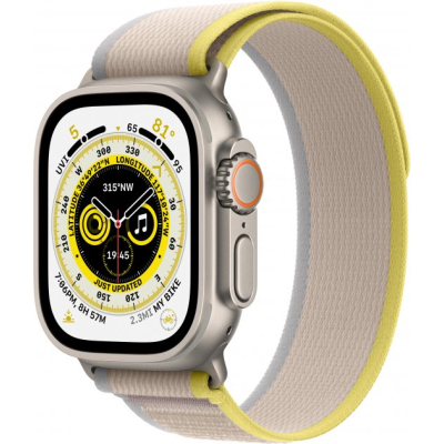 Смарт-годинник Apple Watch Ultra GPS + Cellular, 49mm Titanium Case with Yellow/Beige Trail Loop M/L (MQFU3UL/A)