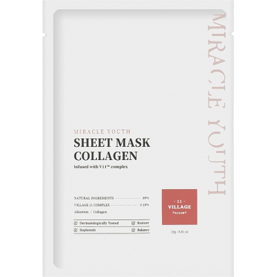 Маска для обличчя Village 11 Factory Miracle Youth Cleansing Sheet Mask Collagen 23 г (8809663754433)