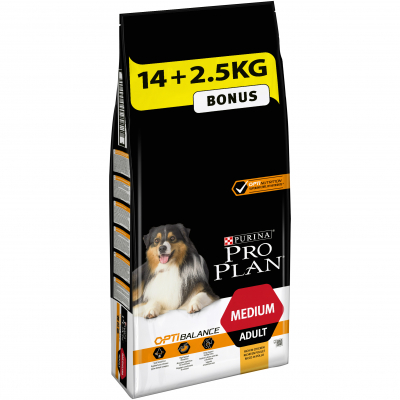 Сухий корм для собак Purina Pro Plan Dog Medium Adult з куркою 14+2.5 кг (7613035119000)