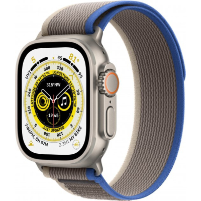 Смарт-годинник Apple Watch Ultra GPS + Cellular, 49mm Titanium Case with Blue/Gray Trail Loop -S/M (MNHL3UL/A)