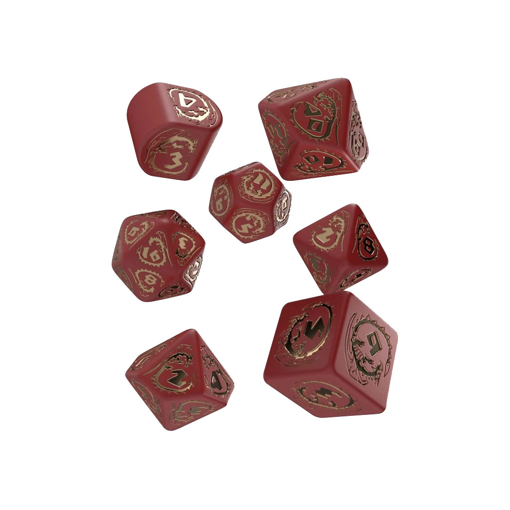 Набір кубиків для настільних ігор Q-Workshop Dragons Modern Dice Set Red gold (7 шт) (RDRA4C)