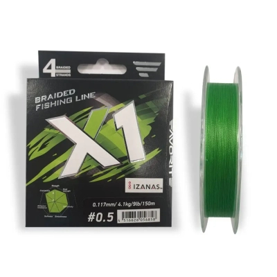 Шнур Favorite X1 PE 4x 150m 0.5/0.117mm 9lb/4.1kg Light Green (1693.11.27)