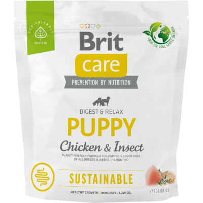 Сухий корм для собак Brit Care Dog Sustainable Puppy з куркою та комахами 1 кг (8595602558643)