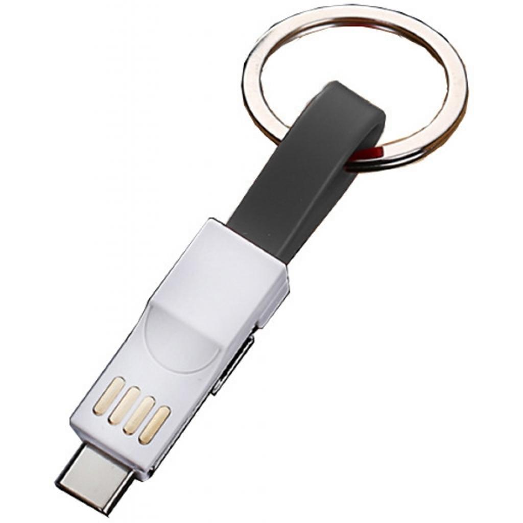 Дата кабель USB 2.0 AM to Lightning + Micro 5P + Type-C 0.13m black XoKo (SC-301-BK)