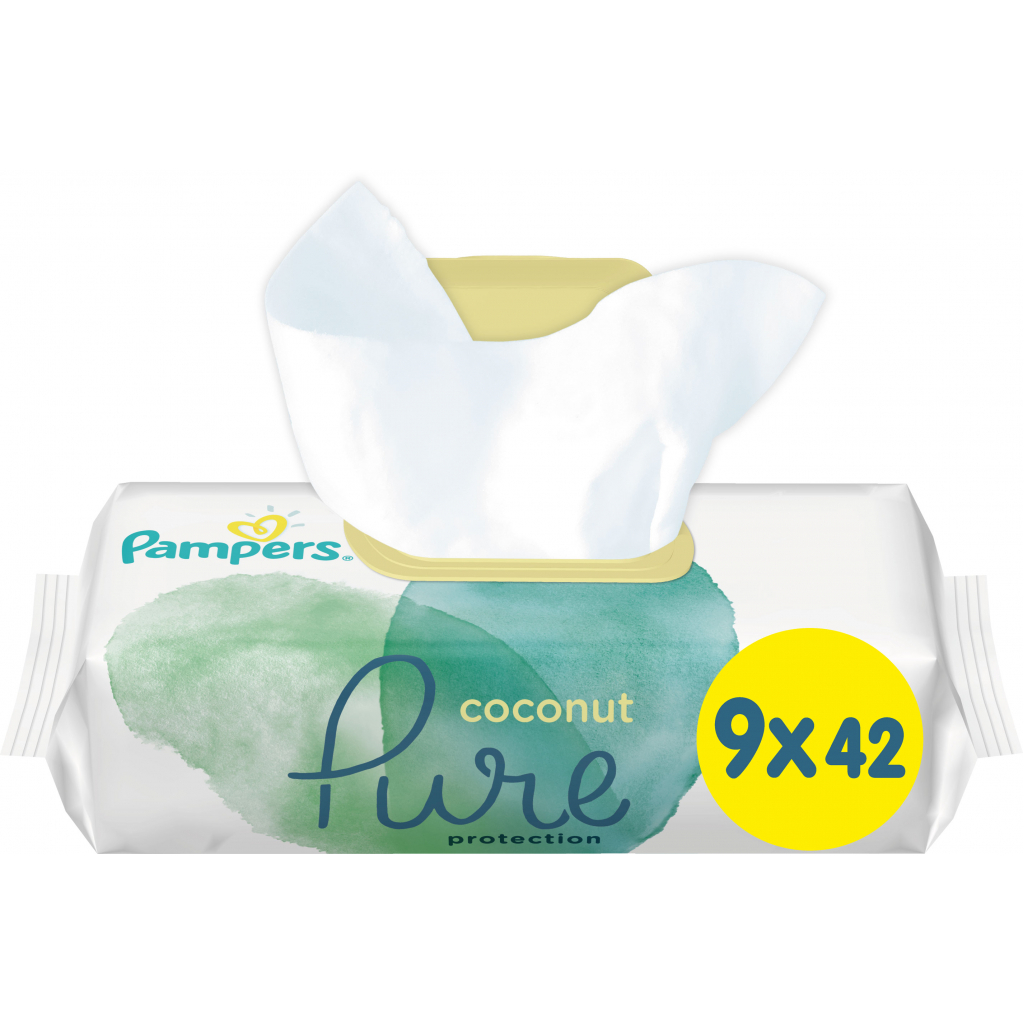 Дитячі вологі серветки Pampers Pure Coconut 378 шт (8001841709017)