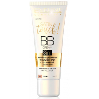 Тональний крем Eveline Cosmetics 8in1 Satin Touch BB Cream SPF10 001 - Ivory 30 мл (5901761987454)