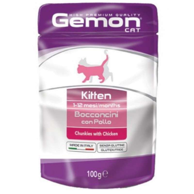 Вологий корм для кішок Gemon Cat Wet Kitten курка 100 г (8009470300896)