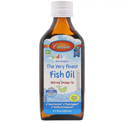 Жирні кислоти Carlson Риб'ячий Жир для Дітей, Лимонний Смак, Kid's Fish Oil Lemon, (CAR-01543)