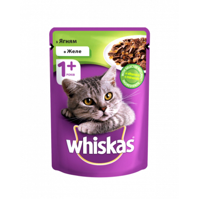 Вологий корм для кішок Whiskas з ягням в желе 100 г (4770608253073)