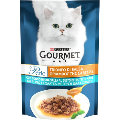 Вологий корм для кішок Purina Gourmet Perle Gravy Delight Міні філе у соусі з тунцем 85 г (7613036137782)