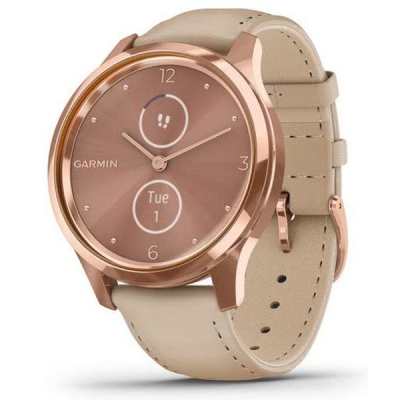 Смарт-годинник Garmin vivomove Luxe, RoseGold, Light Sand, Leather (010-02241-21)