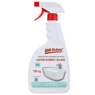 Спрей для чищення ванн San Clean Prof Line для миття акрилових ванн 750 г (4820003544235)