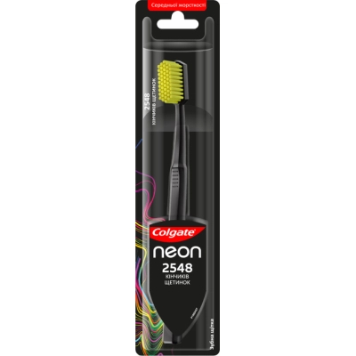 Зубна щітка Colgate Neon 2548 кінчиків щетинок середньої жорсткості Чорна (2172000000023)