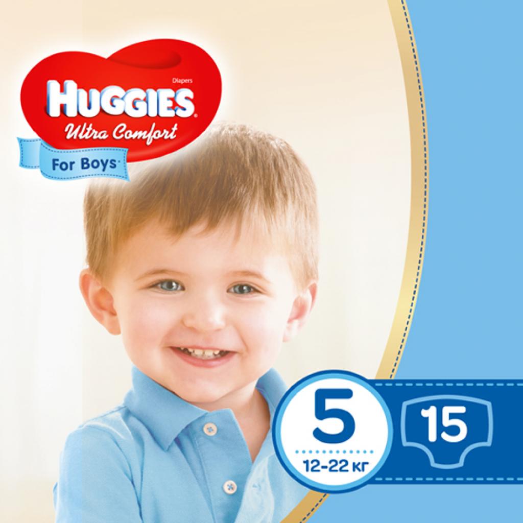 Підгузок Huggies Ultra Comfort 5 Conv для мальчиков (12-22 кг) 15 шт (5029053565460)