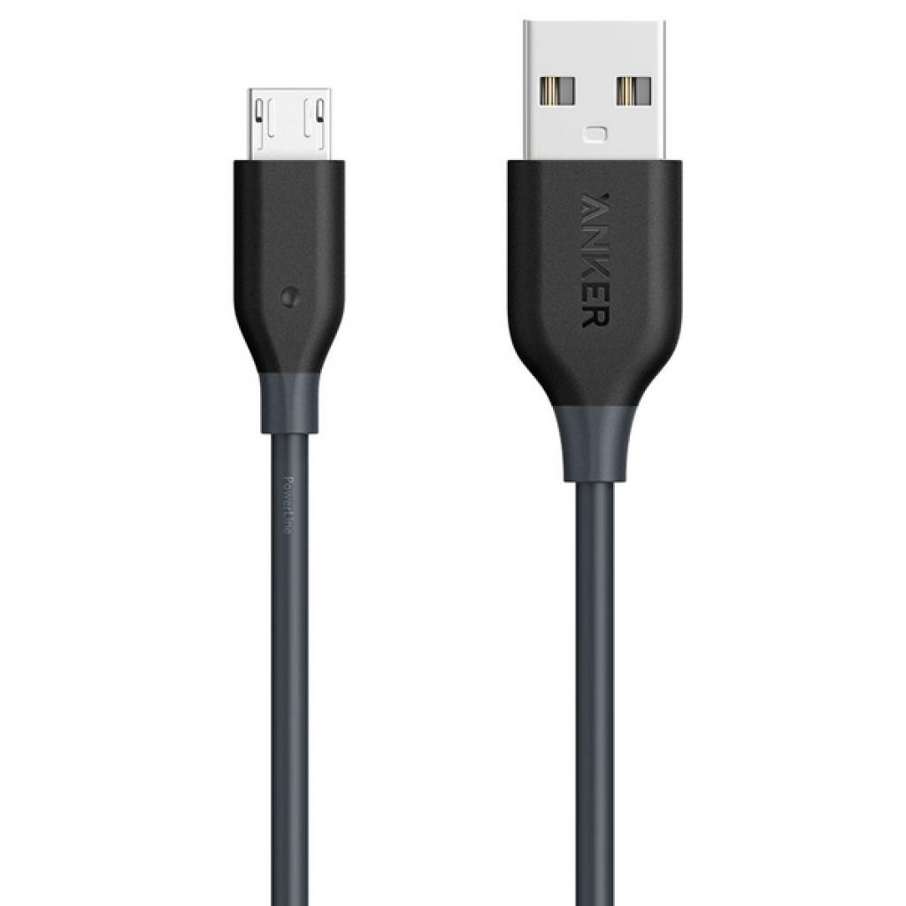 Дата кабель USB 2.0 AM to Micro 5P 0.9m V3 Powerline Space Gray Anker (A8132H11/A8132G11)