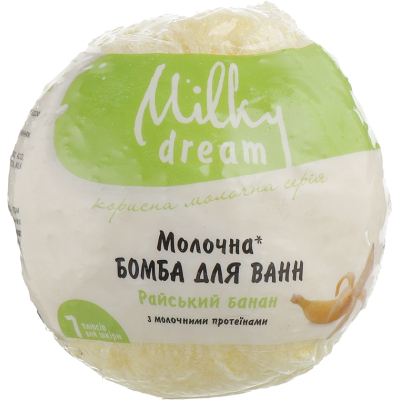 Бомбочка для ванни Milky Dream Молочна Райський банан з молочними протеїнами 100 г (4820205300783)